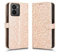 LMFULM® Étui pour HMD Fusion (6,56 Pouces) PU Cuir Couverture Portefeuille Coque Fermeture Magnétique Support Protection Housse À Pois Textures Or