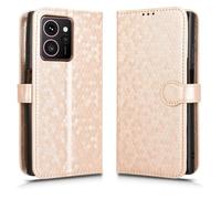 LMFULM® Étui pour HMD Skyline TA-1600 (6,55 Pouces) PU Cuir Couverture Portefeuille Coque Fermeture Magnétique Support Protection Housse À Pois Textures Or