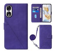 LMFULM® Étui pour Honor 90 (6,7 Pouces) PU Magnétique Pochette Cuir Housse Triangle Impression Sac à Bandoulière Portefeuille Support Case Pourpre