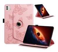LMFULM® Étui pour Honor MagicPad 4 YLE-W09 (12,3 Pouces) PU Cuir Poche Cas Couverture Coque avec 360° Rotation Support Housse Protection Papillon Motif Rose