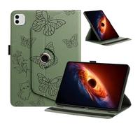 LMFULM® Étui pour Honor MagicPad 4 YLE-W09 (12,3 Pouces) PU Cuir Poche Cas Couverture Coque avec 360° Rotation Support Housse Protection Papillon Motif Vert