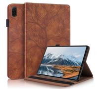 LMFULM® Étui pour Honor Pad X8a (11 Pouces) PU Cuir Poche Cas Flip Coque Protection avec Stand Housse Case Gaufrage Arbre Heureux Marron