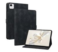 LMFULM® Étui pour Honor Pad X9a (11,5 Pouces) PU Cuir Flip Coque Protection avec Support Housse Case Portefeuille Cover Lotus Impression Noir