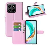 LMFULM® Étui pour Honor X6b (JDY-LX1, JDY-LX2) (6,56 Pouces) PU Cuir Couverture Magnétique Portefeuille Protection Housse Motif Litchi Stent Fonction Flip Cuir Rose