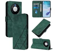LMFULM® Étui pour Huawei Mate 80/ Mate 80 Pro SGT-AL50/ VYG-AL00 (6,75 Pouces) PU Magnétique Cuir Pochette Triangle Impression Support Protection Housse Rabattable Vert