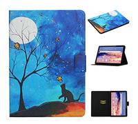 LMFULM® Étui pour Huawei MediaPad T5 (10,1 Pouces) PU Cuir Poche Cas Flip Coque Protection avec Stand Housse Case Chat de Lune