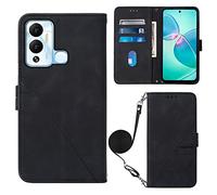 LMFULM® Étui pour Infinix Hot 12 Play/12 Play NFC X6816 (6,82 Pouces) PU Magnétique Pochette Cuir Housse Triangle Impression Sac à Bandoulière Portefeuille Support Case Noir