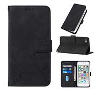 LMFULM® Étui pour iPod Touch 5/6 / 7 (4,0 Pouces) PU Magnétique Pochette Cuir Housse Triangle Impression Rabattable Case Stent Fonction Cover Noir