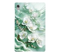 LMFULM® Étui pour Lenovo Tab K10 ZA8R0054JP (10,3 Pouces) Mince Slim Housse de Tablette TPU Souple Coque Etui de Protection Antichoc Couverture Arrière Fleur de Jade Motif