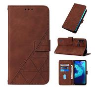 LMFULM® Étui pour Motorola Moto G8 Power Lite (6,5 Pouces) PU Magnétique Pochette Cuir Housse Triangle Impression Rabattable Case Stent Fonction Cover Marron