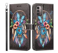 LMFULM® Étui pour Nokia G11/ G21 (TA-1401, TA-1418, TA-1477) (6,5 Pouces) PU Cuir Couverture Portefeuille Coque Papillon Rêveur Motif Support Fonction Protection Style du Livre Housse