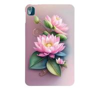 LMFULM® Étui pour Nokia T10 (8 Pouces) Mince Slim Housse de Tablette TPU Souple Coque Etui de Protection Antichoc Couverture Arrière Fleur de Lotus Motif