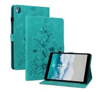 LMFULM® Étui pour Nokia T10 (TA-1503, TA-1472, TA-1462, TA-1457) (8,0 Pouces) PU Cuir Flip Coque Protection avec Support Housse Case Portefeuille Cover Lotus Impression Vert