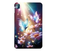 LMFULM® Étui pour Nokia T21 (10,36 Pouces) Mince Slim Housse de Tablette TPU Souple Coque Etui de Protection Antichoc Couverture Arrière Fleur Papillon Motif