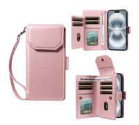 LMFULM® Étui pour OnePlus 15 (CPH2747, CPH2745, PLK110) (6,78 Pouces) PU Cuir Couverture Multi-Fentes Portefeuille Coque Fermeture Magnétique Support Lanière Protection Housse Or Rose