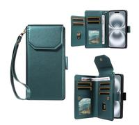 LMFULM® Étui pour OnePlus 15 (CPH2747, CPH2745, PLK110) (6,78 Pouces) PU Cuir Couverture Multi-Fentes Portefeuille Coque Fermeture Magnétique Support Lanière Protection Housse Vert