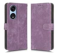 LMFULM® Étui pour Oppo A1 Pro/Reno 8T (PHQ110, CPH2505) (6,7 Pouces) PU Cuir Couverture Brosses Antivol Portefeuille Coque Fermeture Magnétique Support Protection Housse Retro Givré Violet
