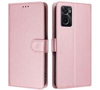 LMFULM® Étui pour Oppo A36/ A76/ A96 (CPH2375, CPH2333) (6,59 Pouces) PU Cuir Couverture Portefeuille Coque Fermeture Magnétique Flip Case Support Protection Housse Or Rose