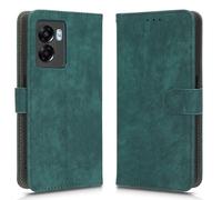 LMFULM® Étui pour Oppo K10/ A57/ A77 5G (PGJM10, PFTM20, CPH2339) PU Cuir Couverture Brosses Antivol Portefeuille Coque Fermeture Magnétique Support Protection Housse Retro Givré Vert