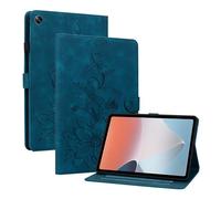 LMFULM® Étui pour Oppo Pad Air (OPD2102, X21N2) (10,36 Pouces) PU Cuir Flip Coque Protection avec Support Housse Case Portefeuille Cover Lotus Impression Bleu