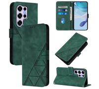 LMFULM® Étui pour Oukitel C2 (6,52 Pouces) PU Magnétique Cuir Pochette Triangle Impression Support Protection Housse Rabattable Vert