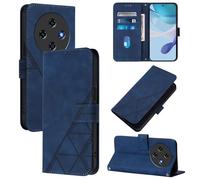 LMFULM® Étui pour Oukitel C5 (6,52 Pouces) PU Magnétique Cuir Pochette Triangle Impression Support Protection Housse Rabattable Bleu