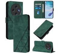 LMFULM® Étui pour Oukitel C5 (6,52 Pouces) PU Magnétique Cuir Pochette Triangle Impression Support Protection Housse Rabattable Vert