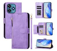 LMFULM® Étui pour Oukitel C51 (6,8 Pouces) PU Cuir Housse Fermeture Eclair Portefeuille avec Support Magnétique Coque Lanière Multi-Fente Concevoir Étui Pourpre