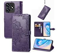 LMFULM® Étui pour Oukitel C51 (6,8 Pouces) PU Magnétique Cuir Pochette Mandala Gaufrage Design Support Protection Housse Rabattable Pourpre