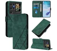 LMFULM® Étui pour Oukitel C62 / C62 Pro (6,88 Pouces) PU Magnétique Cuir Pochette Triangle Impression Support Protection Housse Rabattable Vert