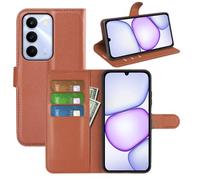 LMFULM® Étui pour Realme C100/ C100i/ C100x (RMX5377, RMX5366) (6,8 Pouces) PU Cuir Couverture Magnétique Portefeuille Protection Housse Motif Litchi Stent Fonction Flip Cuir Marron