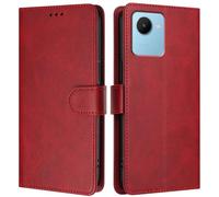 LMFULM® Étui pour Realme C30/C30s / Narzo 50i Prime (6,5 Pouces) PU Cuir Couverture Portefeuille Coque Fermeture Magnétique Flip Case Support Protection Housse Rouge