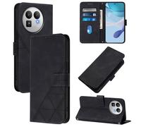 LMFULM® Étui pour Realme GT 8 (6,79 Pouces) PU Magnétique Cuir Pochette Triangle Impression Support Protection Housse Rabattable Noir