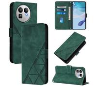 LMFULM® Étui pour Realme GT 8 (6,79 Pouces) PU Magnétique Cuir Pochette Triangle Impression Support Protection Housse Rabattable Vert