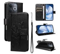 LMFULM® Étui pour Realme Note 70/ Note 70T/ Narzo 80 Lite RMX5313 (6,74 Pouces) PU Cuir Couverture Portefeuille Coque Motif de Chat et d'arbre Gaufrage Support Protection Housse Noir