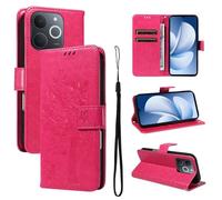LMFULM® Étui pour Realme Note 70/ Note 70T/ Narzo 80 Lite RMX5313 (6,74 Pouces) PU Cuir Couverture Portefeuille Coque Motif de Chat et d'arbre Gaufrage Support Protection Housse Rose
