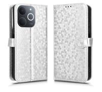 LMFULM® Étui pour Realme Note 70T RMX5313 (6,74 Pouces) PU Cuir Couverture Portefeuille Coque Fermeture Magnétique Support Protection Housse À Pois Textures Argent