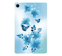 LMFULM® Étui pour Realme Pad RMP2102 (10,4 Pouces) Mince Slim Housse de Tablette TPU Souple Coque Etui de Protection Antichoc Couverture Arrière Papillon Bleu Motif
