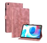 LMFULM® Étui pour Realme Pad (RMP2102, RMP2103) (10,4 Pouces) PU Cuir Flip Coque Protection avec Support Housse Case Portefeuille Cover Lotus Impression Rose