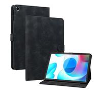 LMFULM® Étui pour Realme Pad (RMP2102, RMP2103) (10,4 Pouces) PU Cuir Flip Coque Protection avec Support Housse Case Portefeuille Cover Lotus Impression Noir