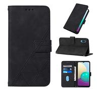 LMFULM® Étui pour Samsung Galaxy A02/M02 SM-A022/M022 (6,5 Pouces) PU Magnétique Pochette Cuir Housse Triangle Impression Rabattable Case Stent Fonction Cover Noir