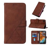 LMFULM® Étui pour Samsung Galaxy A03 Core/SM-A032 (6,5 Pouces) PU Magnétique Pochette Cuir Housse Triangle Impression Rabattable Case Stent Fonction Cover Marron