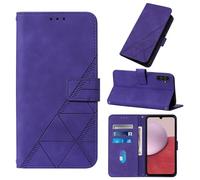 LMFULM® Étui pour Samsung Galaxy A15 / SM-A155 (6,4 Pouces) PU Magnétique Pochette Cuir Housse Triangle Impression Rabattable Case Stent Fonction Cover Pourpre