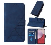 LMFULM® Étui pour Samsung Galaxy A15 / SM-A155 (6,4 Pouces) PU Magnétique Pochette Cuir Housse Triangle Impression Rabattable Case Stent Fonction Cover Bleu