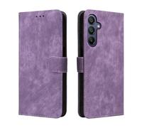 LMFULM® Étui pour Samsung Galaxy A26 / SM-A266 (6,7 Pouces) PU Cuir Couverture Brosses Antivol Portefeuille Coque Fermeture Magnétique Support Protection Housse Retro Givré Violet