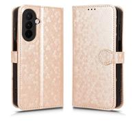 LMFULM® Étui pour Samsung Galaxy A27 / SM-A276 (6,7 Pouces) PU Cuir Couverture Portefeuille Coque Fermeture Magnétique Support Protection Housse À Pois Textures Or