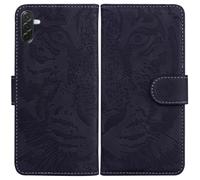 LMFULM® Étui pour Samsung Galaxy A36/A37 / SM-A366/A376 (6,7 Pouces) PU Magnétique Pochette Cuir Housse Tigre Impression Rabattable Case Stent Fonction Cover Noir