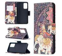 LMFULM® Étui pour Samsung Galaxy A52 5G / SM-A526 (6,5 Pouces) PU Cuir Couverture Magnétique Housse Motif Totem Eléphant Stent Fonction Coque Flip Cuir