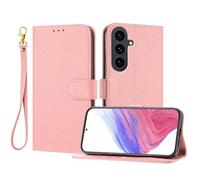 LMFULM® Étui pour Samsung Galaxy S25 FE/SM-S731 (6,7 Pouces) PU Cuir Magnétique Portefeuille Pochette Rabattable Litchi Impression Support Lanière Protection Housse Rose