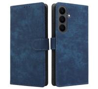 LMFULM® Étui pour Samsung Galaxy S26 FE/SM-S741 (6,7 Pouces) PU Cuir Couverture Brosses Antivol Portefeuille Coque Fermeture Magnétique Support Protection Housse Retro Givré Bleu